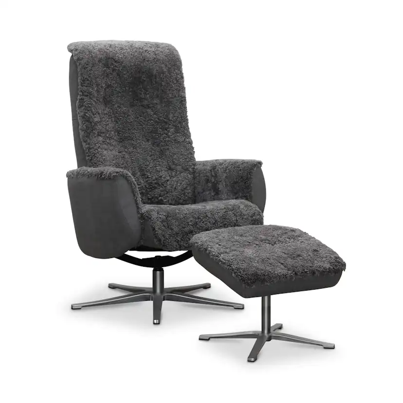 Ställbar fåtölj Hagagruppen Paris Fårskinn med Pall