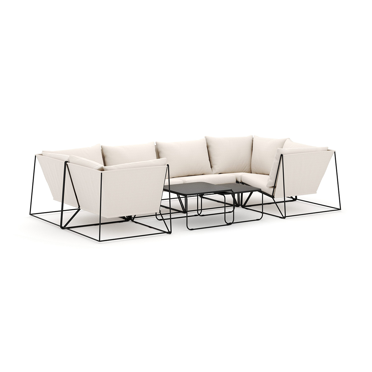 Loungesoffa Comfort Garden Usteryd utomhus U-soffa 6-sits med stängt avslut