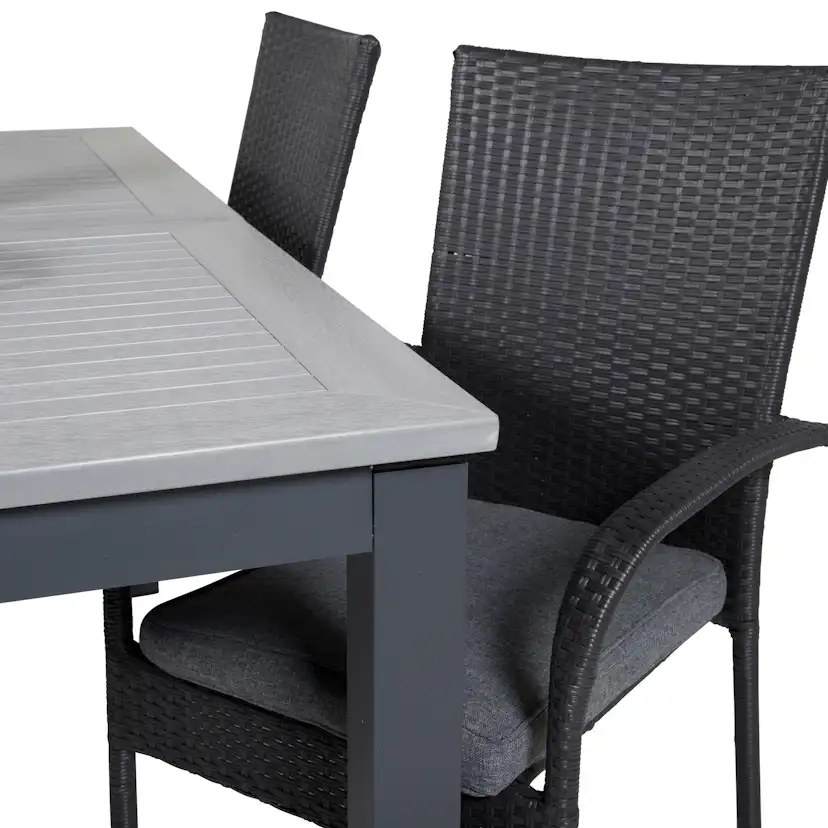 Albany Dining Table 160/240*100 - Svart Alu / Grey Aintwood+ Svart/Grå
