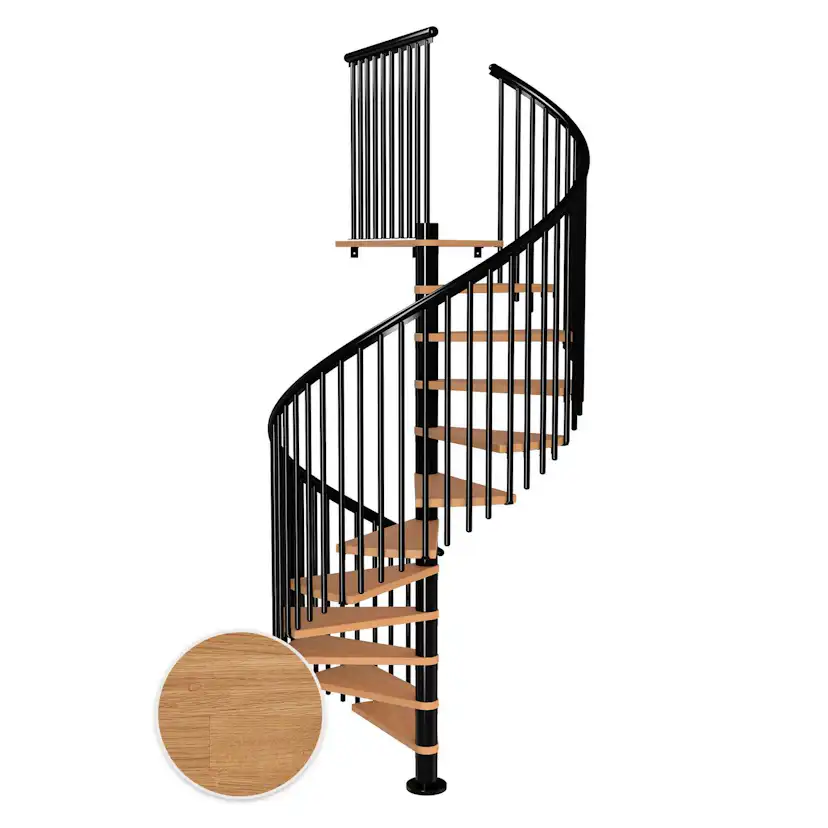 MONTREAL spiral ek oljad svart CLASSIC5 12T Ø160 Svart, Golv till golv höjd: 2700-3090 mm, 12+1 steg