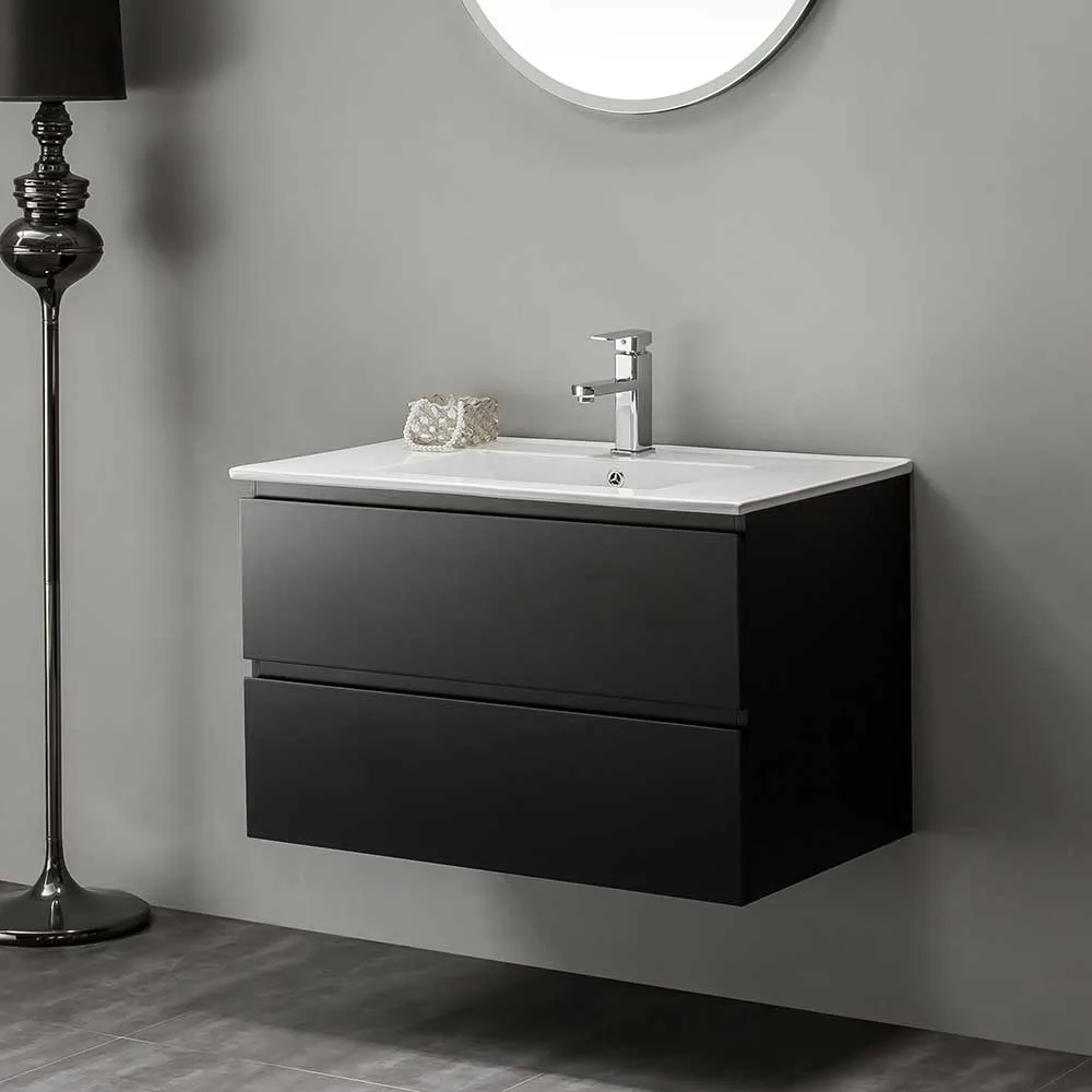 Tvättställsskåp Bathlife Eufori 800 Svart 800 mm, Enkel
