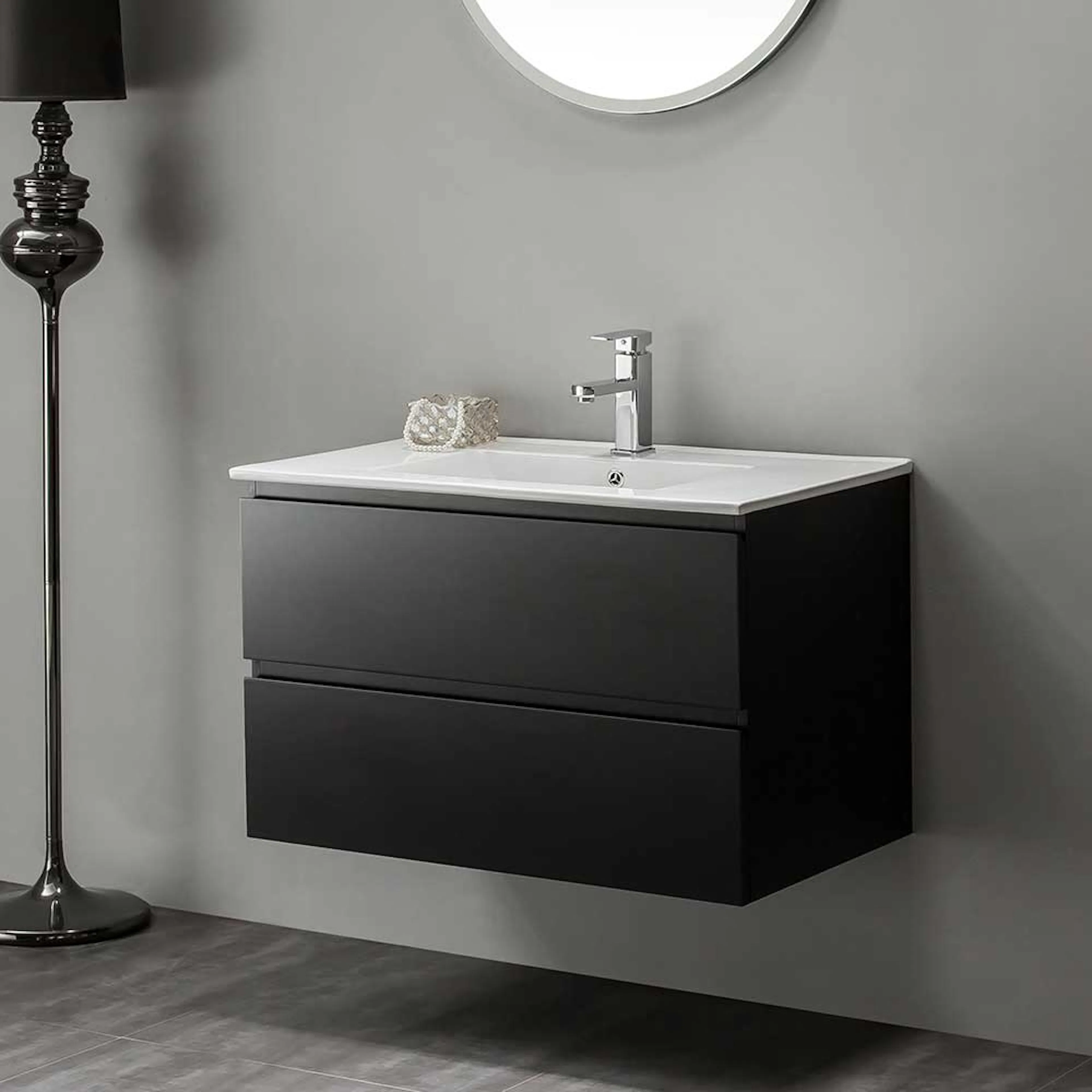 Tvättställsskåp Bathlife Eufori 800 Svart 800 mm, Enkel
