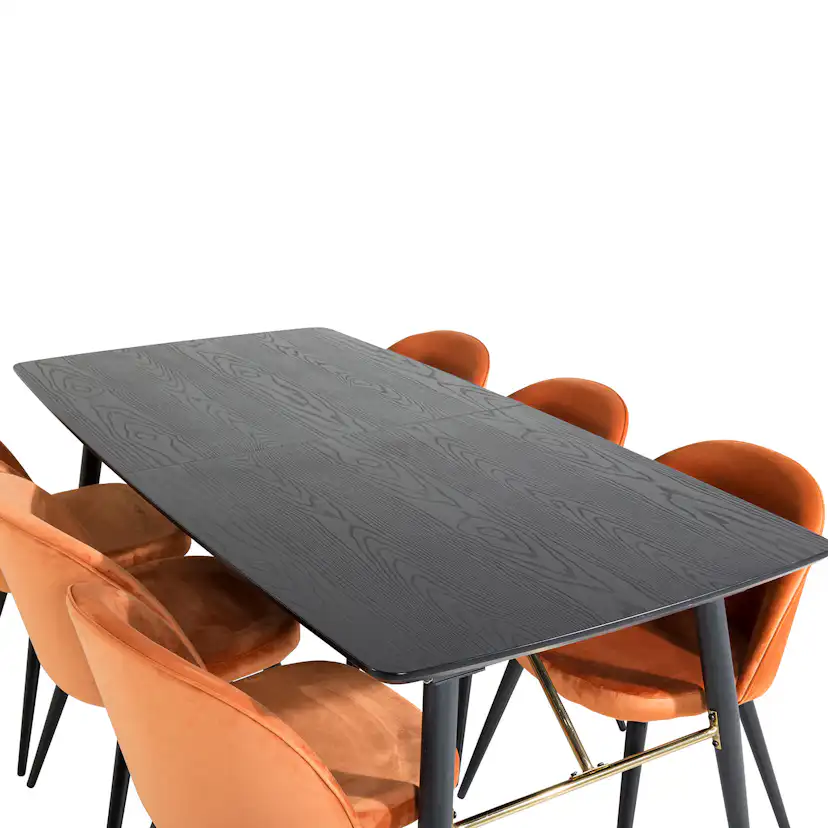 Matgrupp Venture Home Gold med 4 Velvet stolar
