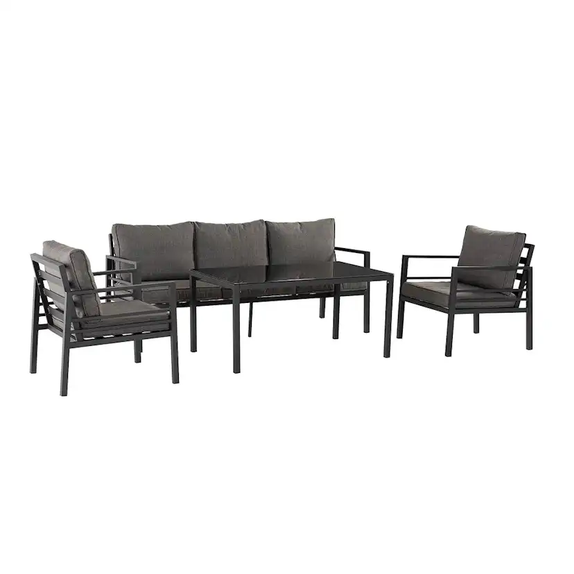 Loungegrupp Comfort Garden Ariany Utemöbler i Svart Aluminium