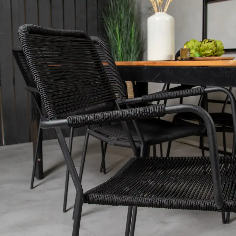 Bois Dining table 200*100cm - Black Legs / Acacia +Lindos A Trä/Svart