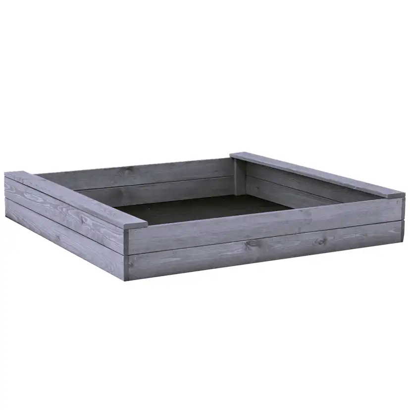 Sandlåda Nordic Play Grå Grundmålad 120x120 cm Smal