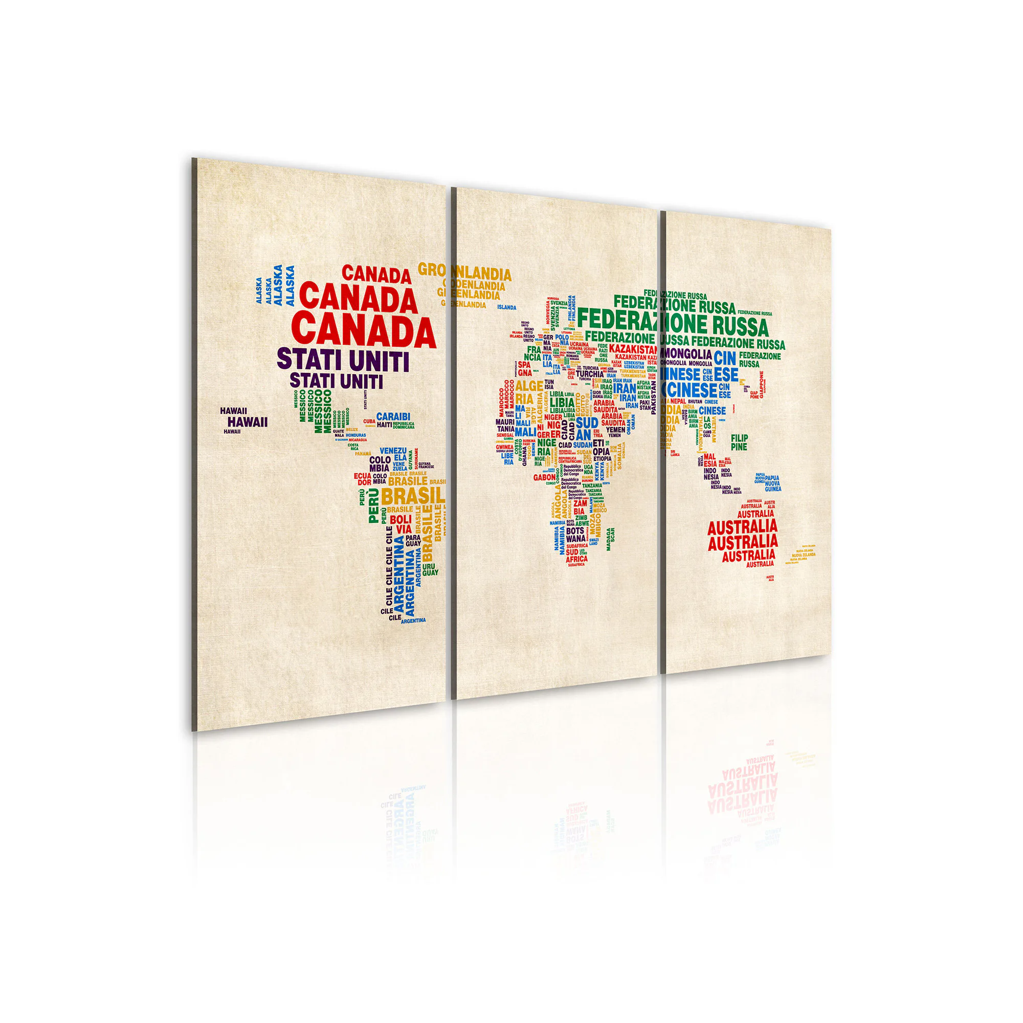 Tavla Arkiio Italienska Namnen På De Länder I Klara Färger Triptych