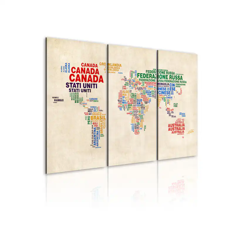 Tavla Arkiio Italienska Namnen På De Länder I Klara Färger Triptych