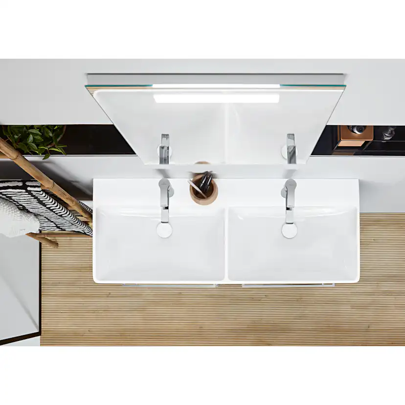 Tvättställ villeroy & Boch Avento 4A23CK01 Vit Alpin, Med Bräddavlopp, för Två Trehålsblandare