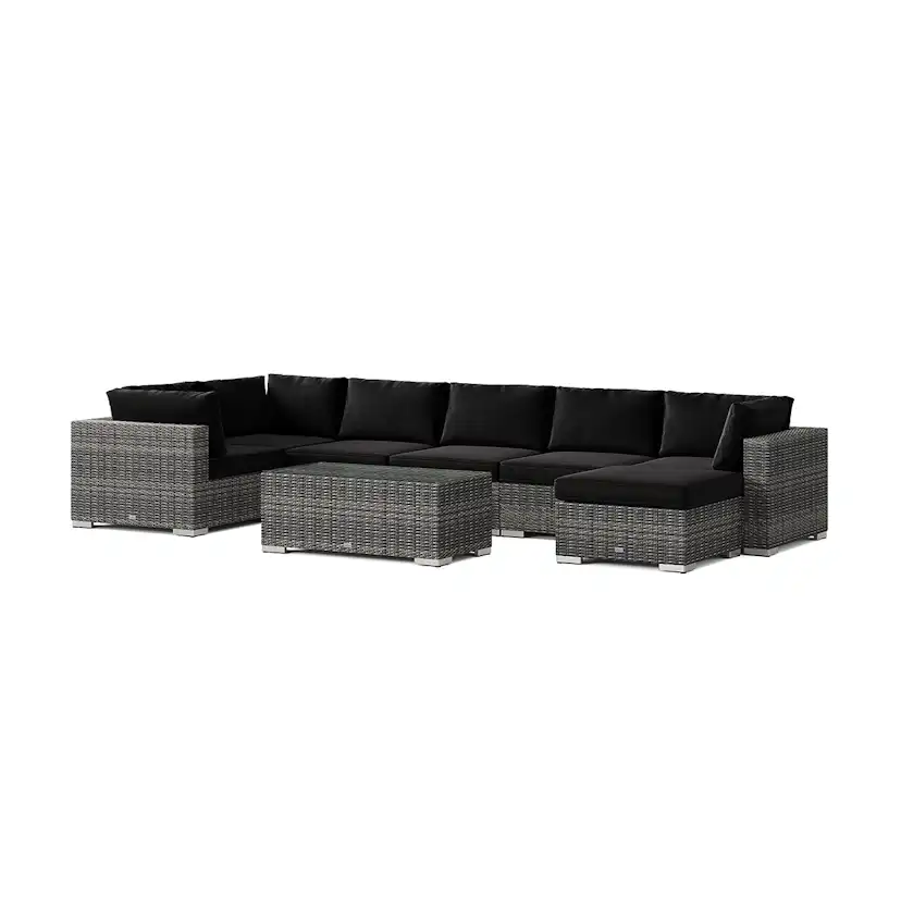Loungegrupp Comfort Garden Bahamas U-formad utomhus loungegrupp 7-sits med vändbar divan och bord