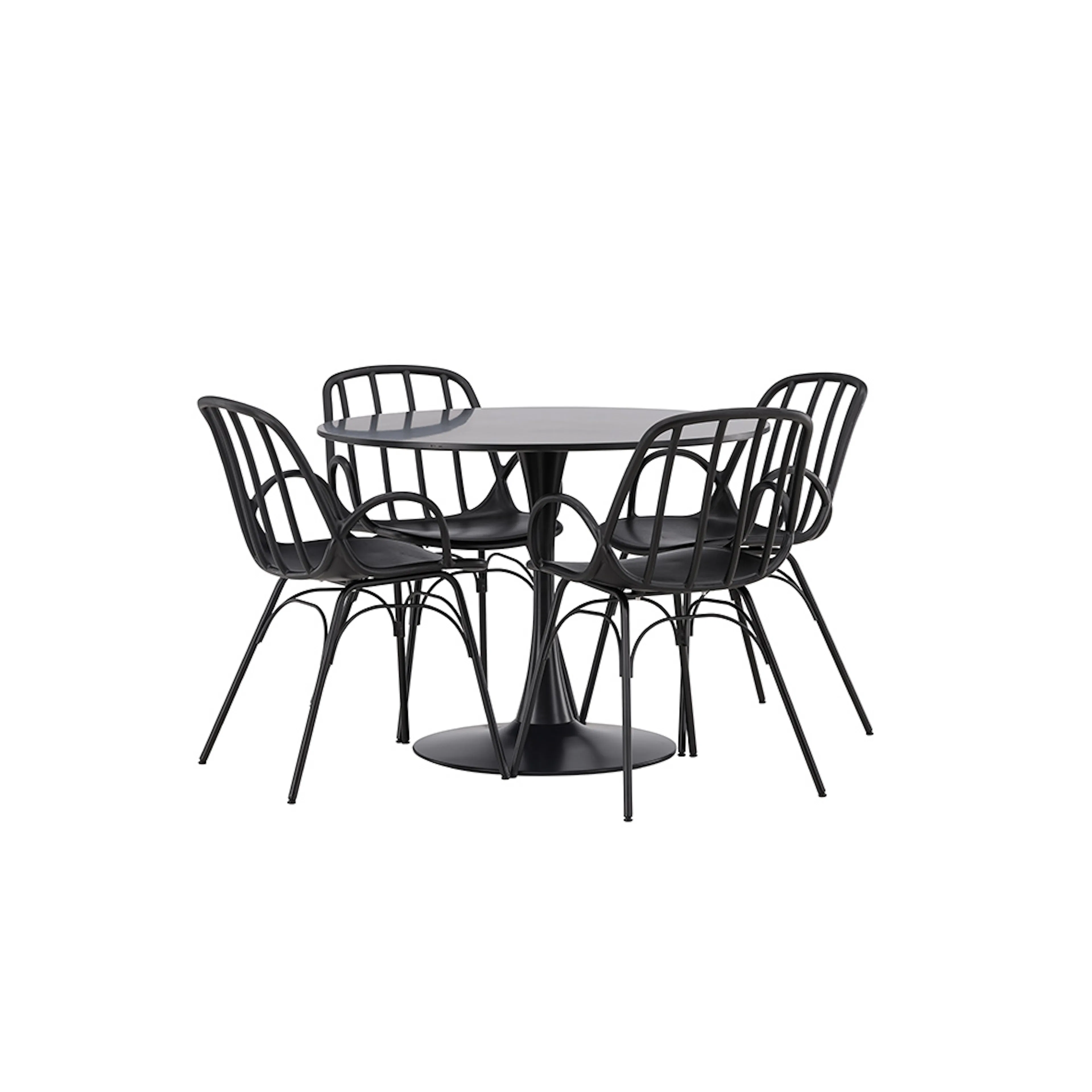 Matgrupp Venture Home Glade Ø 100 cm med 4 Dyrön Stolar