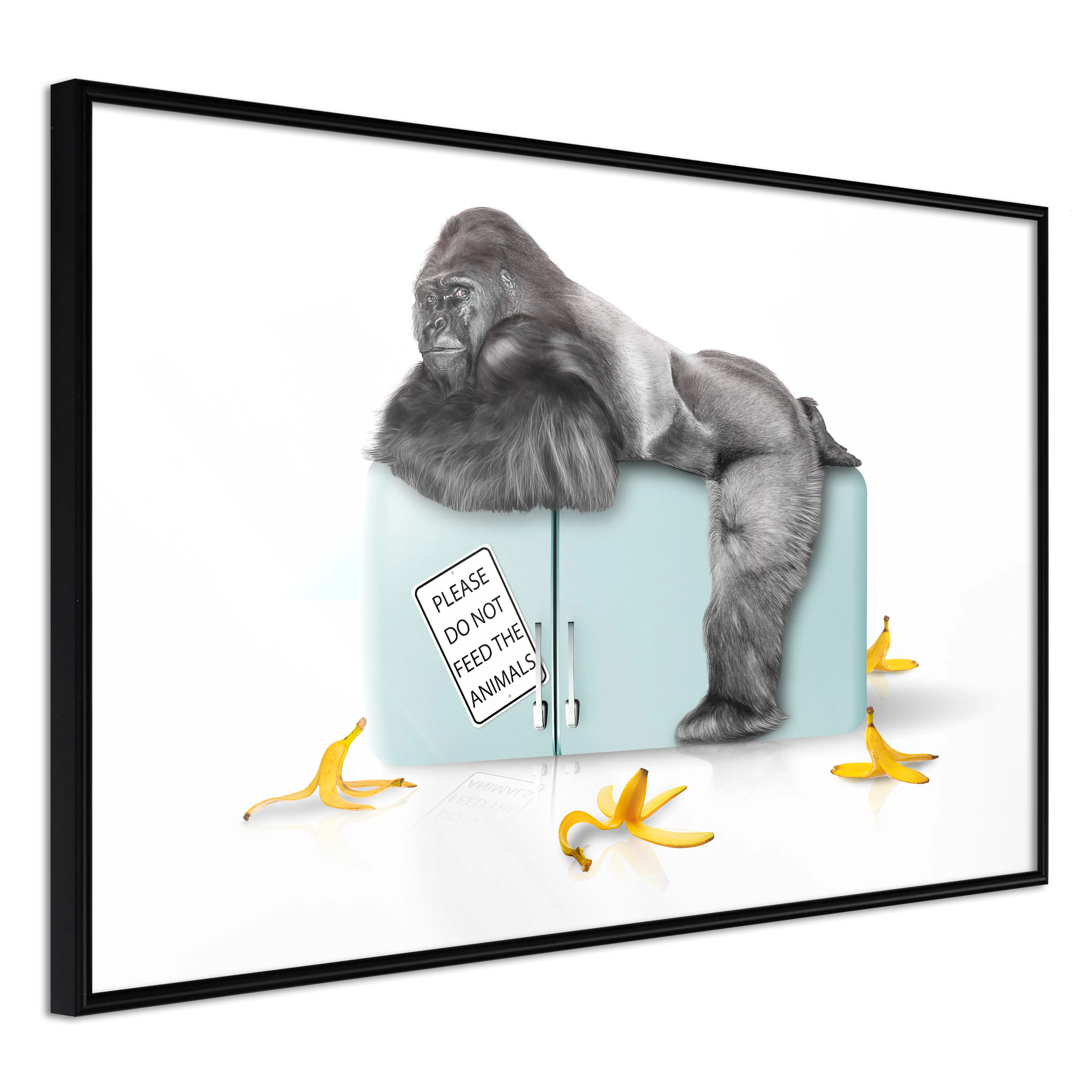 Affisch - Hungry Gorilla [Poster] 60x40 Svart ram, 60x40 cm
