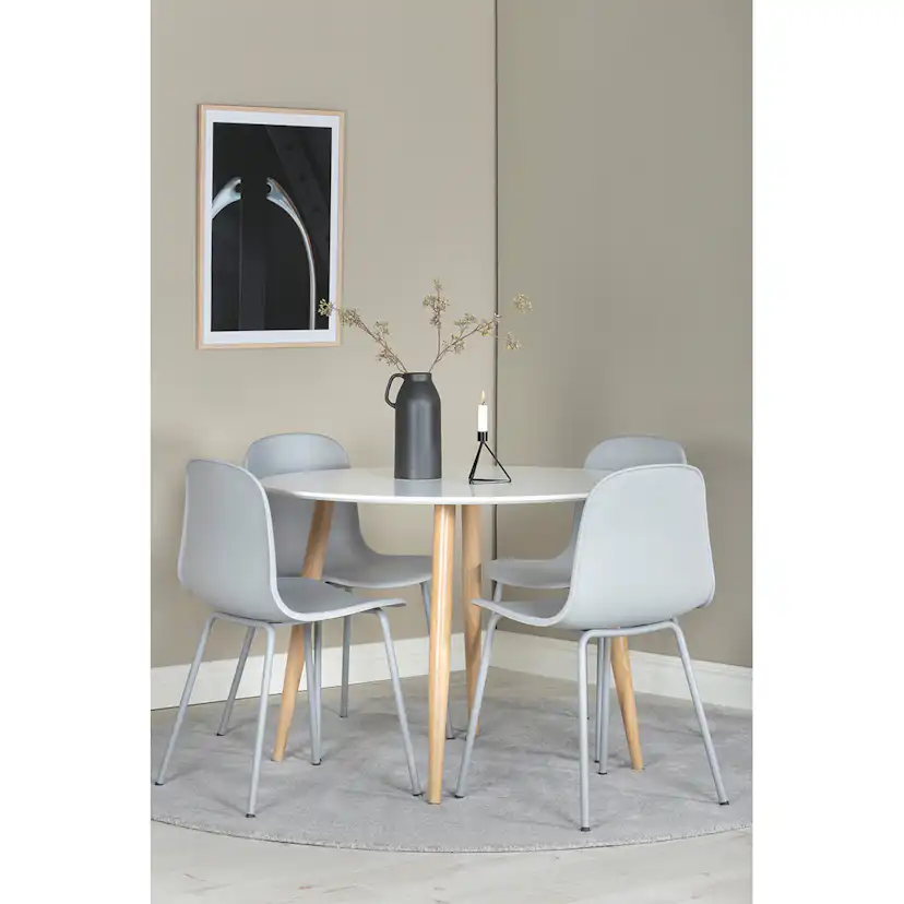 Matgrupp Venture Home Plaza Ø110 cm med 4st Arctic Matstolar