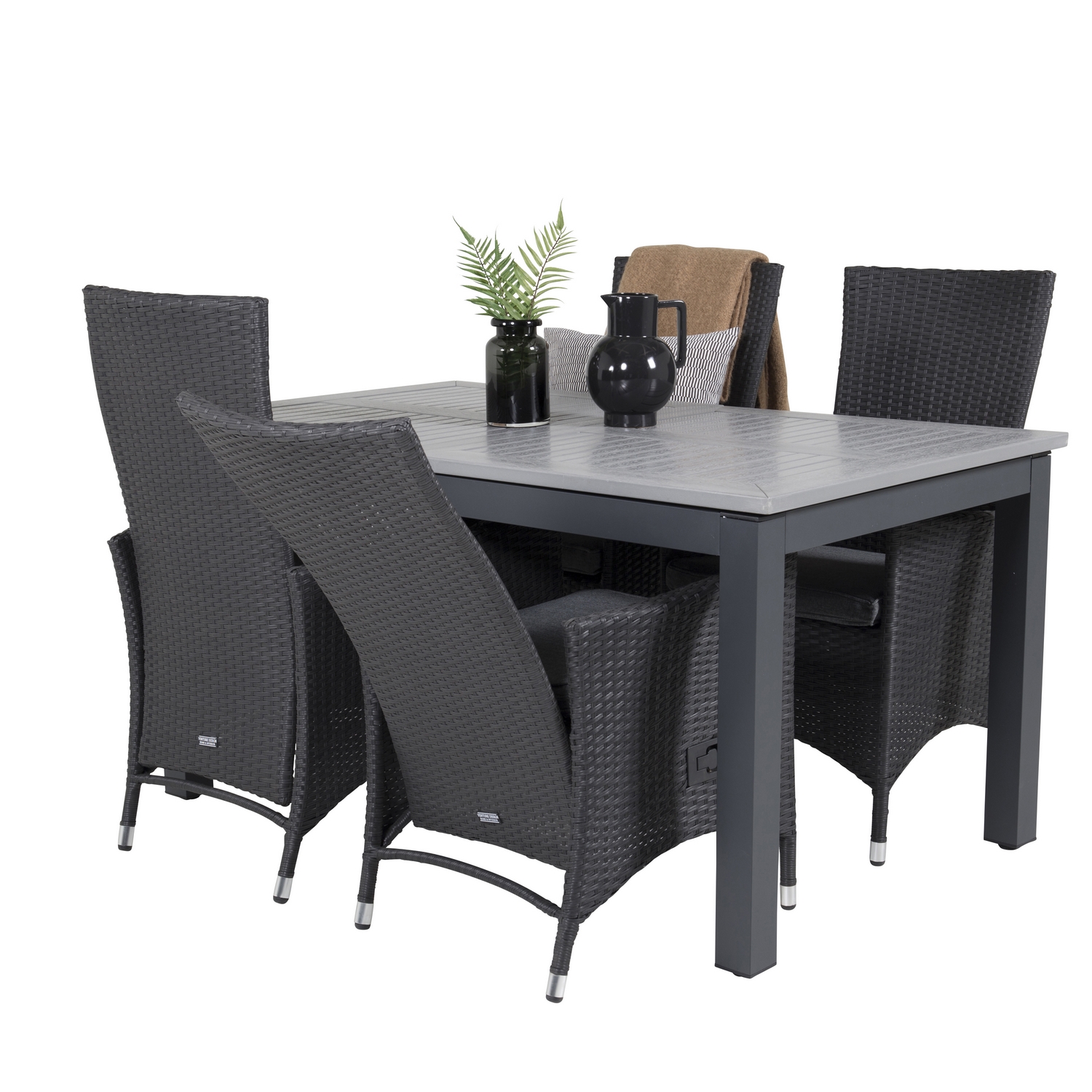 Albany Dining Table 160/240*100 - Svart Alu / Grey Aintwood+ Svart/Grå