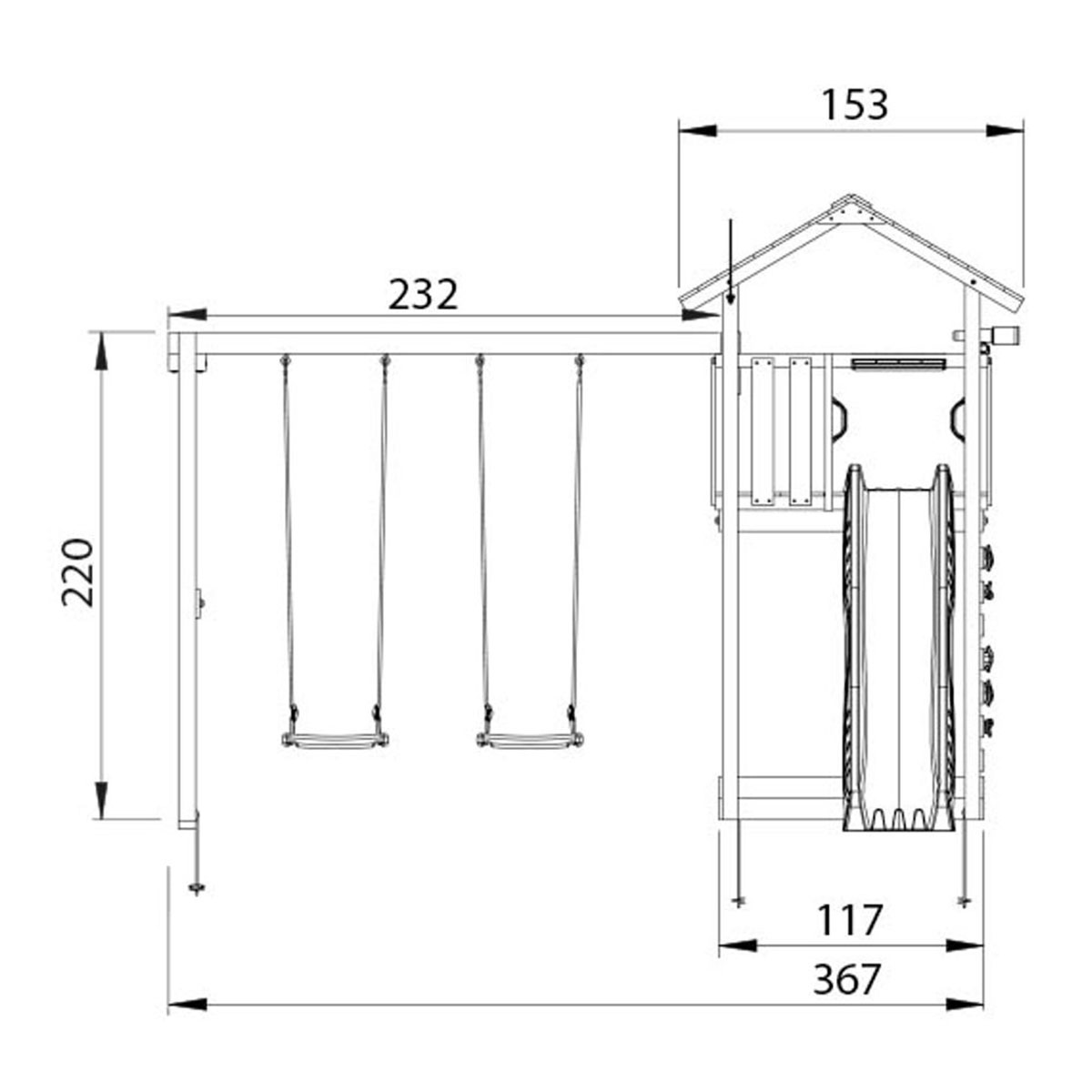 Lektorn Jungle Gym Cottage 2.1 Gungmodul & Gul Rutschkana