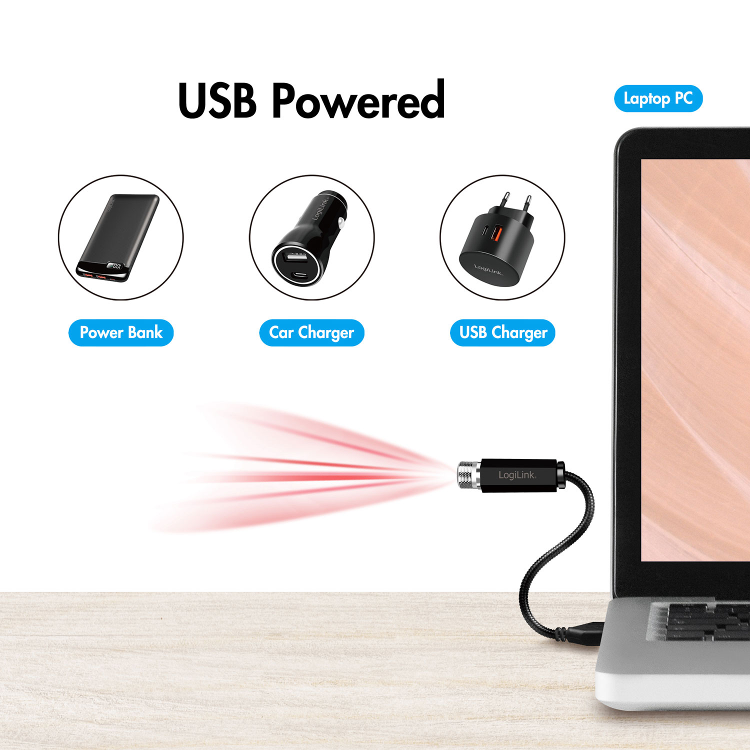 LED Starlight LogiLink 6 st Ljusmönster USB-A