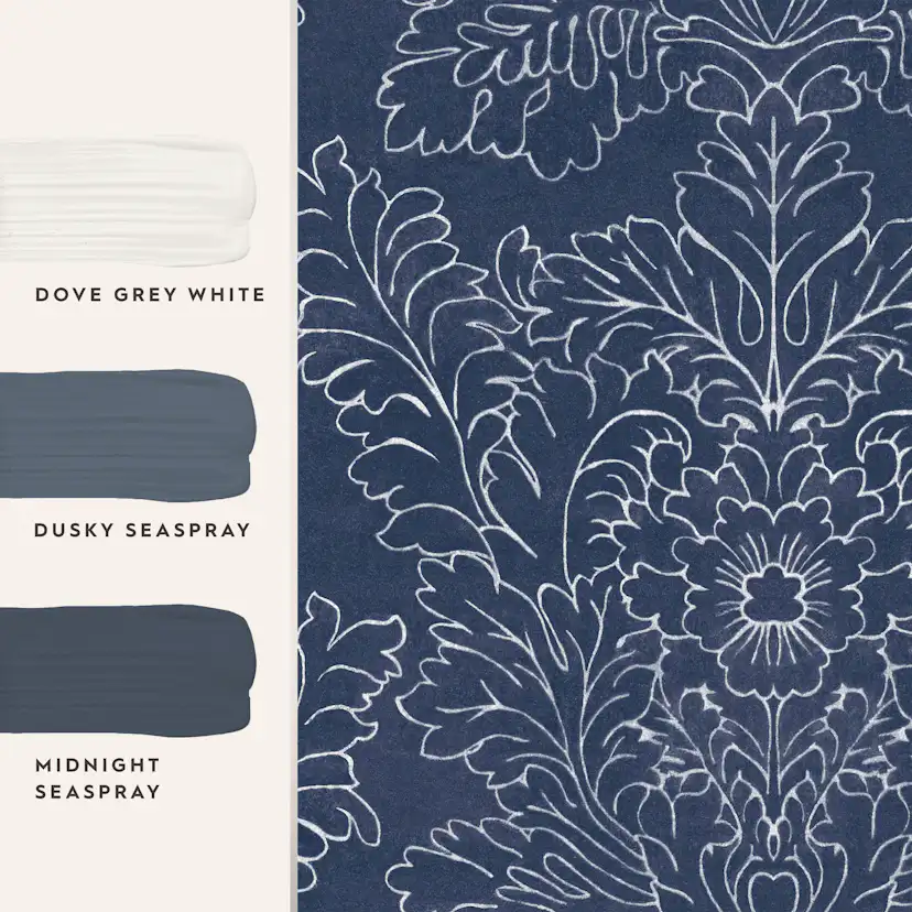 Tapet Laura Ashley Silchester Midnight Seaspray Blå 119852