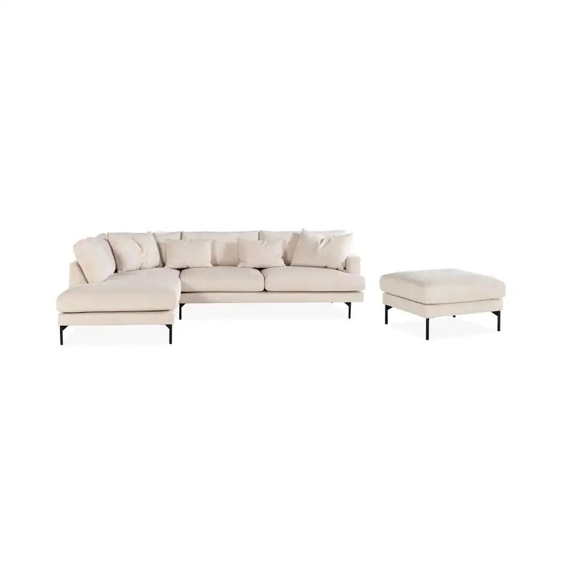 4-sitssoffa Scandi Days Menard L-formad Djup med Schäslong 293 cm inkl Fotpall