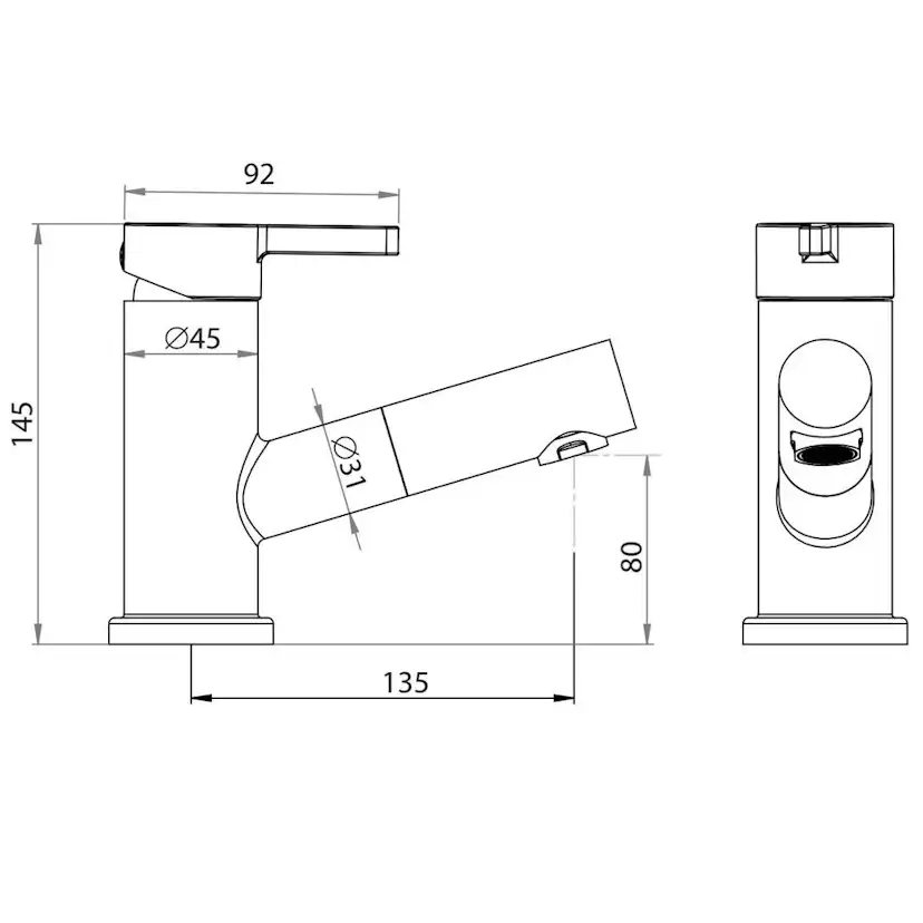 Tvättställsblandare Strand Stainless Sattellit SA-2200 med Utdragbar Pip