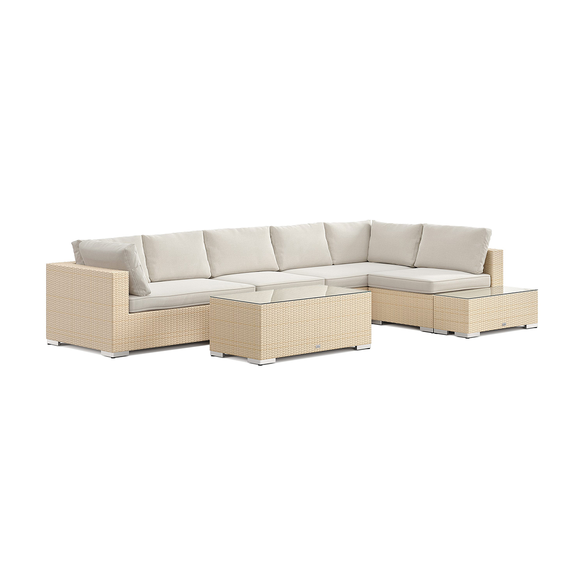Bahamas Schäslongsoffa (Vändbar) med avslut 6 sits - bord ut Beige