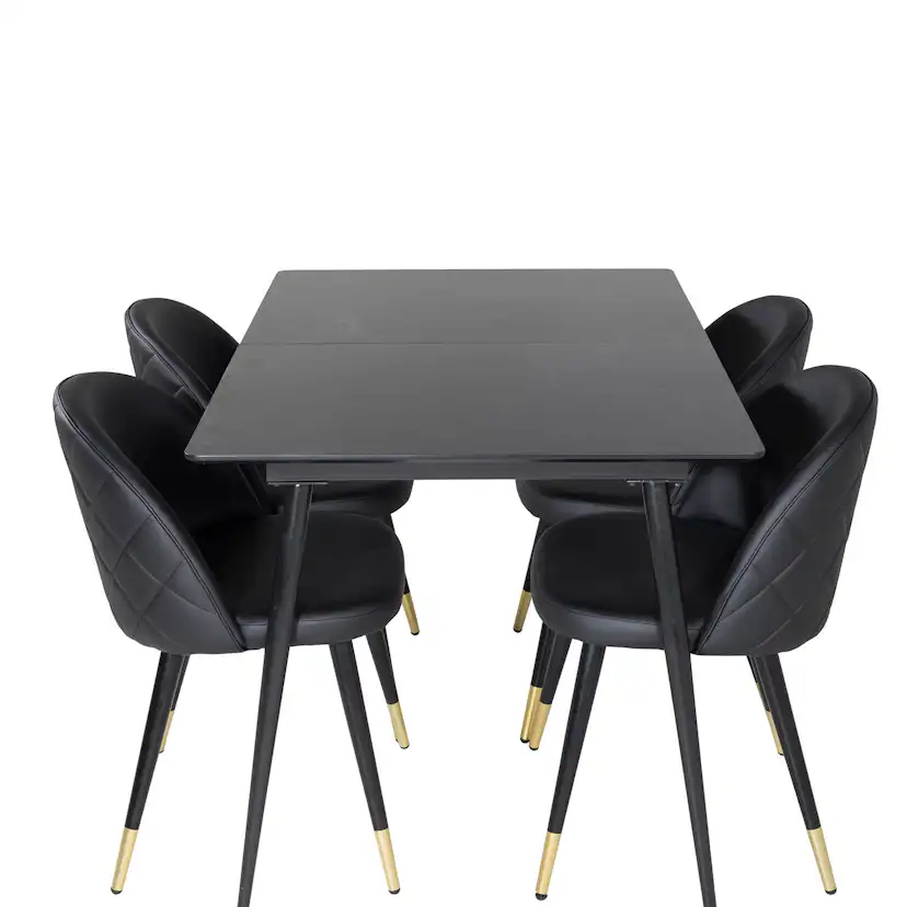 Matgrupp Venture Home Silvia med Iläggsskiva och 4 Valentina Stolar Konstläder