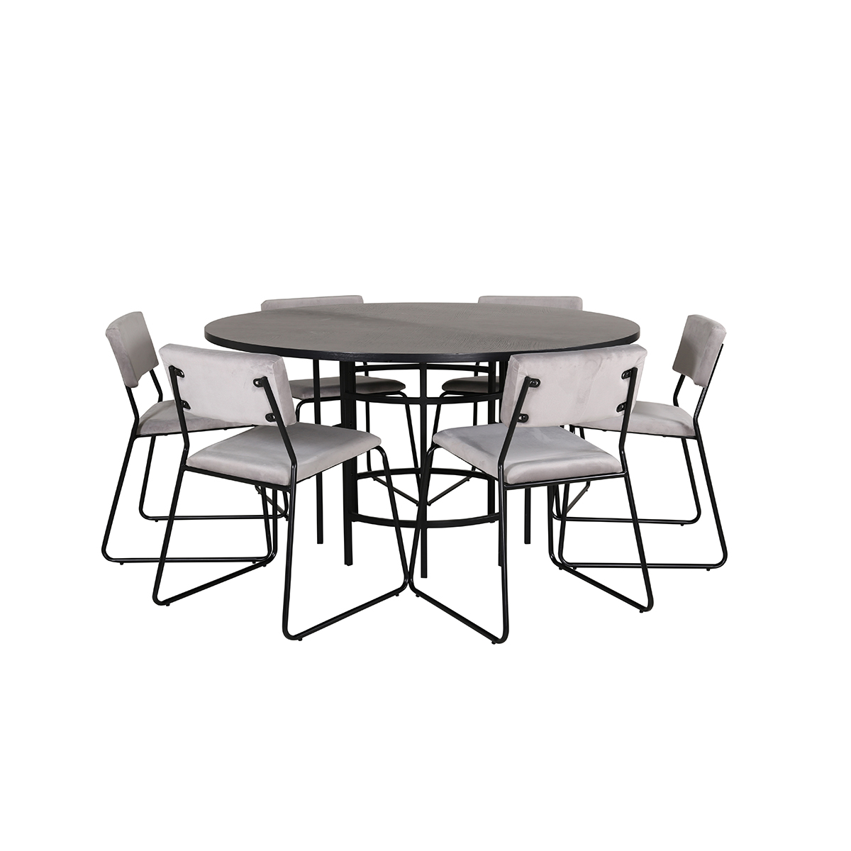 Copenhagen - Dining Table round - Black / Black+Kenth Chair Grå/Svart