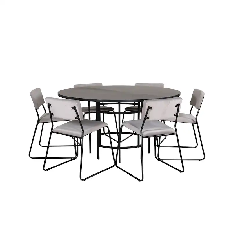 Copenhagen - Dining Table round - Black / Black+Kenth Chair Grå/Svart