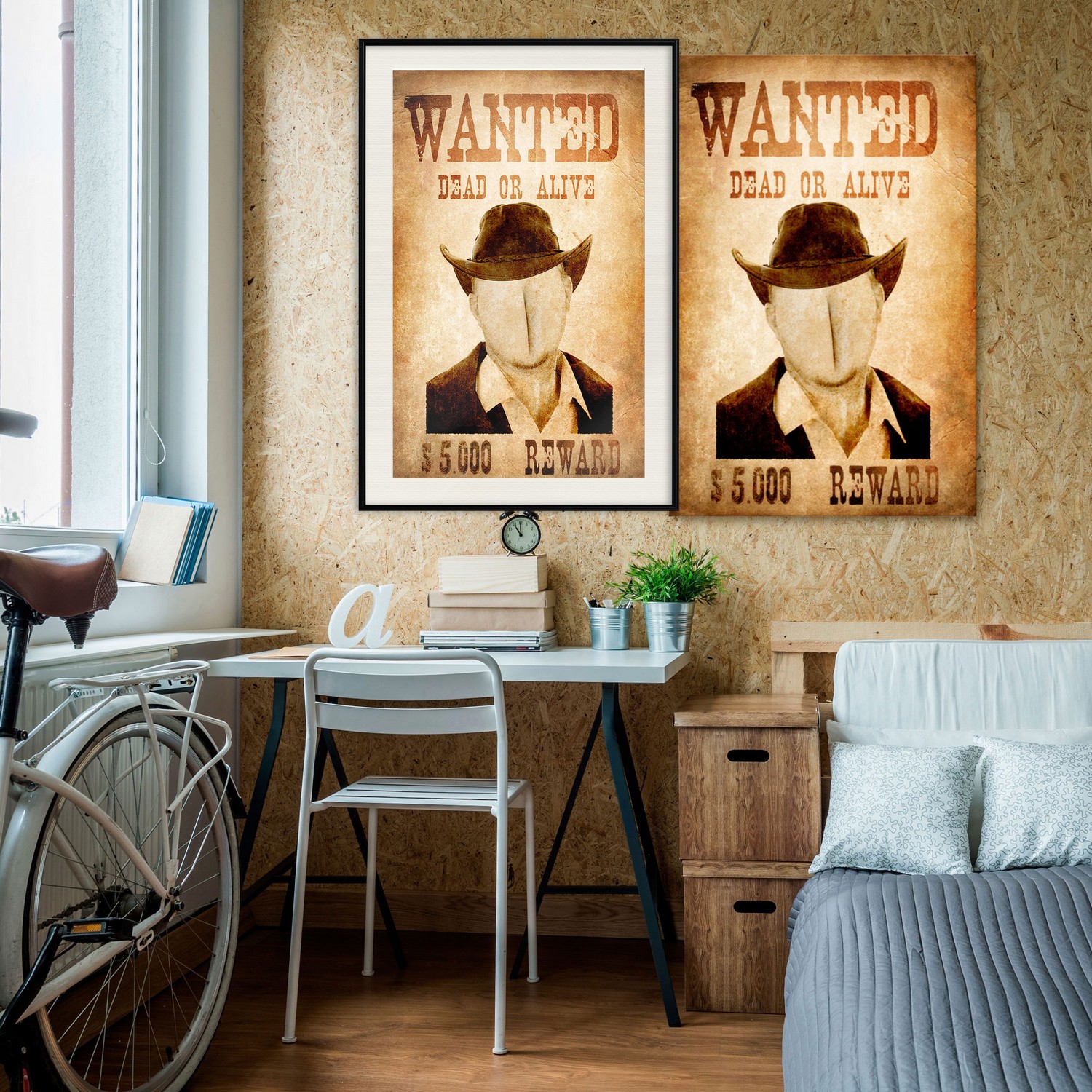 Affisch - Wanted [Poster] 40x60 Svart ram med passepartout, 40x60 cm