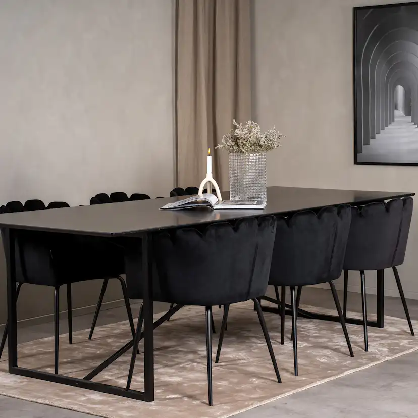 Palace Matbord - Svart / Svart - 240*100*H75+Limhamn - Chair Svart
