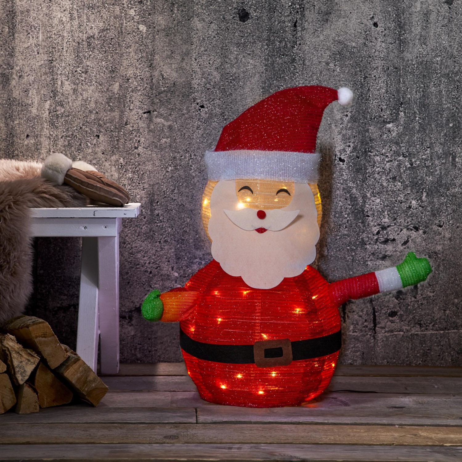 Dekorationsfigur Star Trading Tecid Santa 70 cm