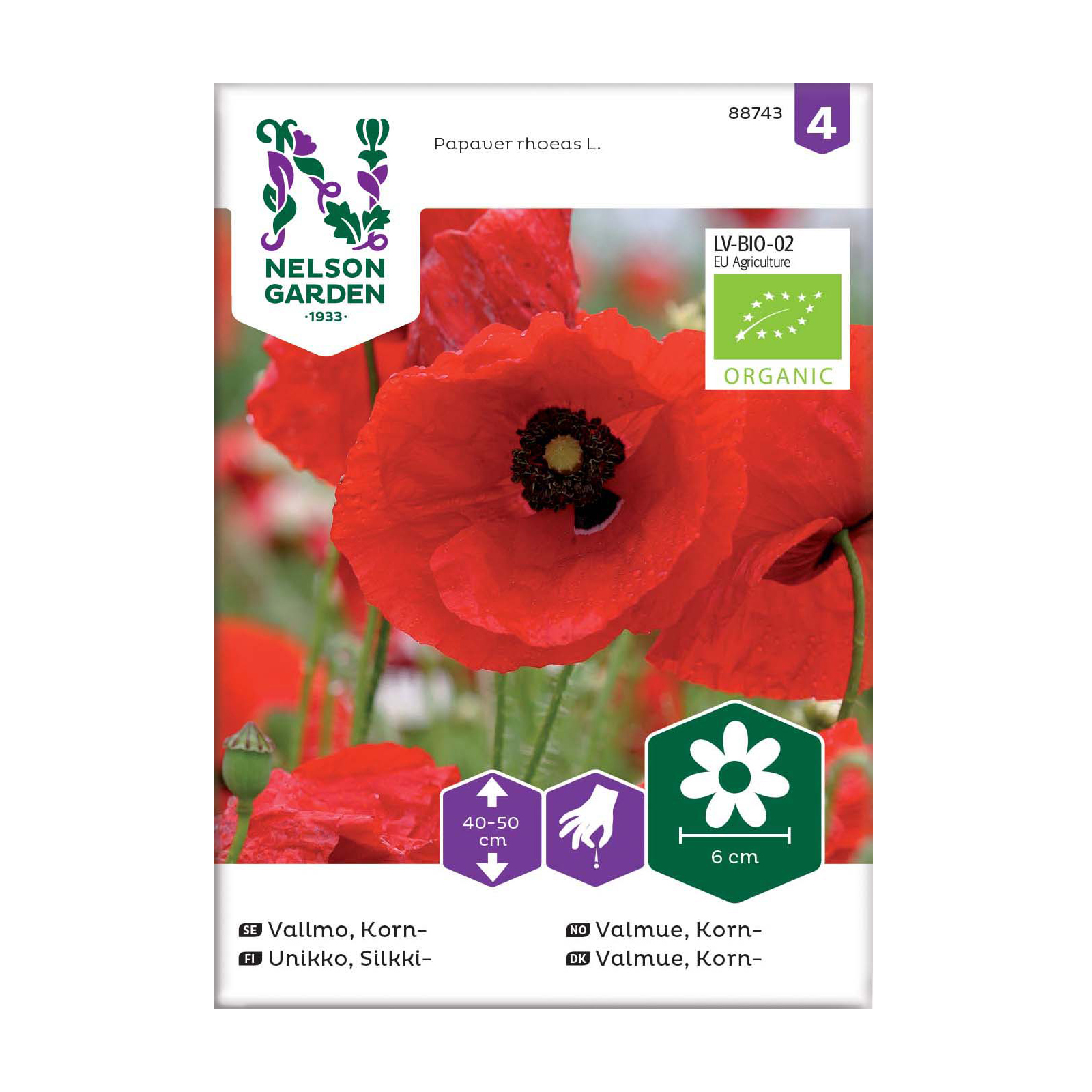 Frö Kornvallmo Nelson Garden Organic