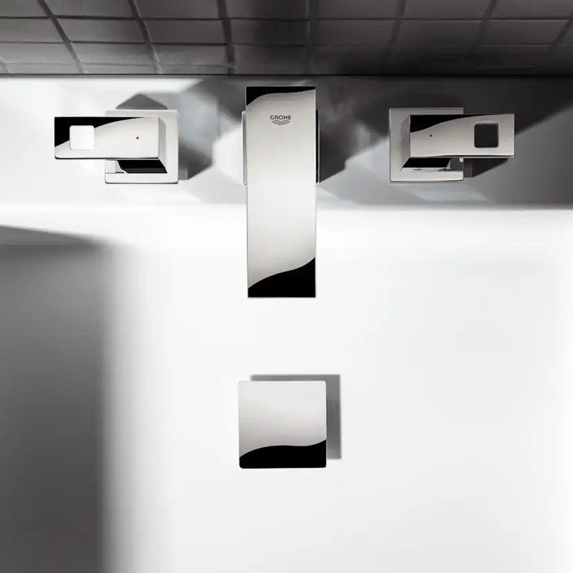 Tvättställsblandare Grohe Eurocube 3-håls med Lyftventil