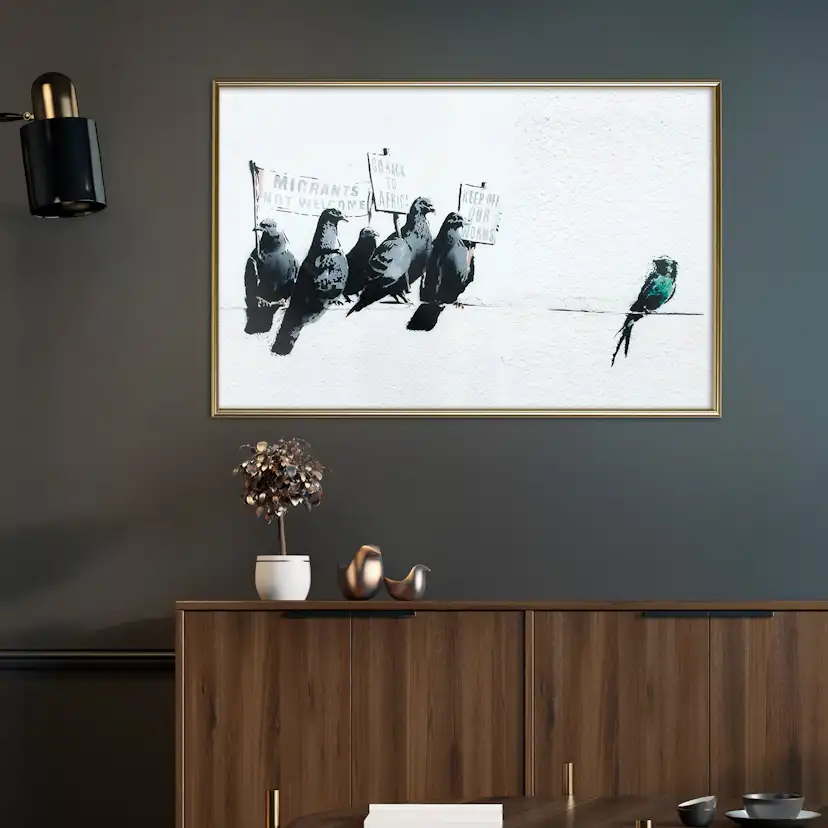 Poster Artgeist Affisch Xenophobic Pigeons