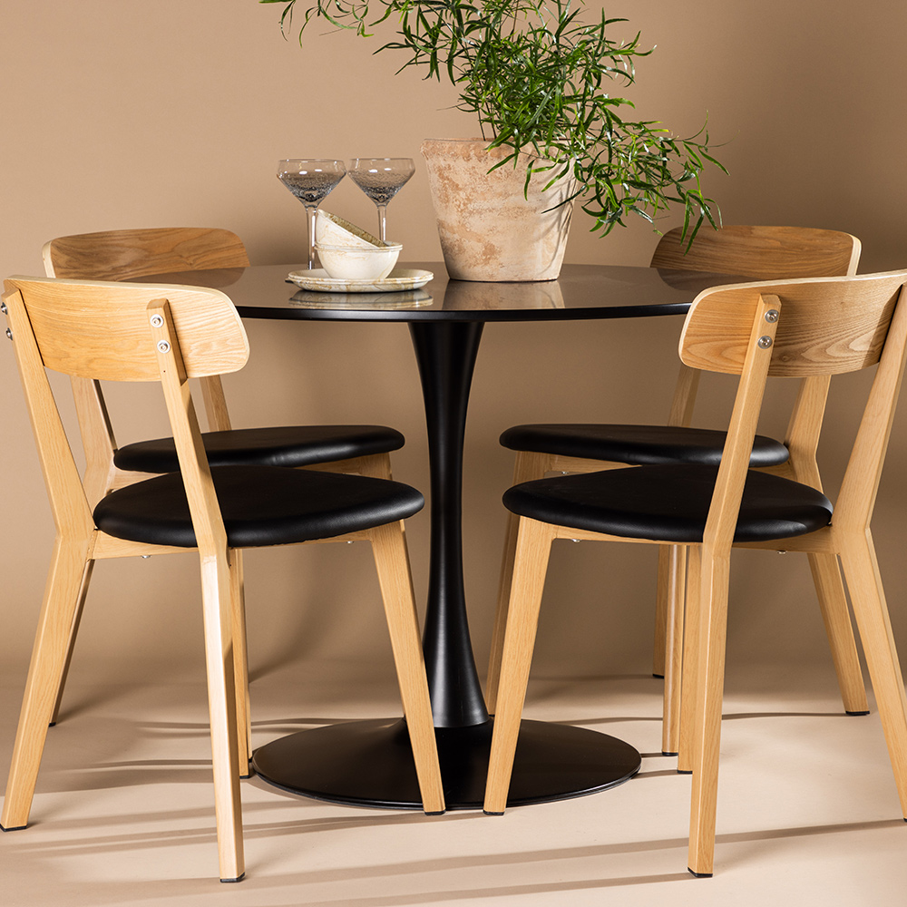 Matgrupp Venture Home Glade Ø 100 cm med 4 Sanjos Stolar