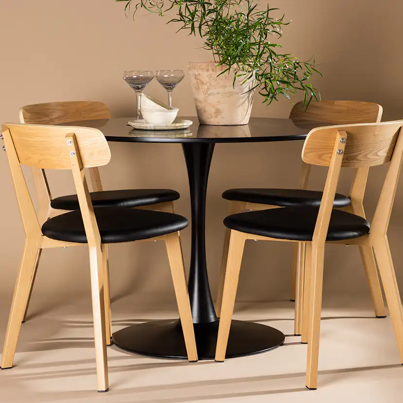 Matgrupp Venture Home Glade Ø 100 cm med 4 Sanjos Stolar