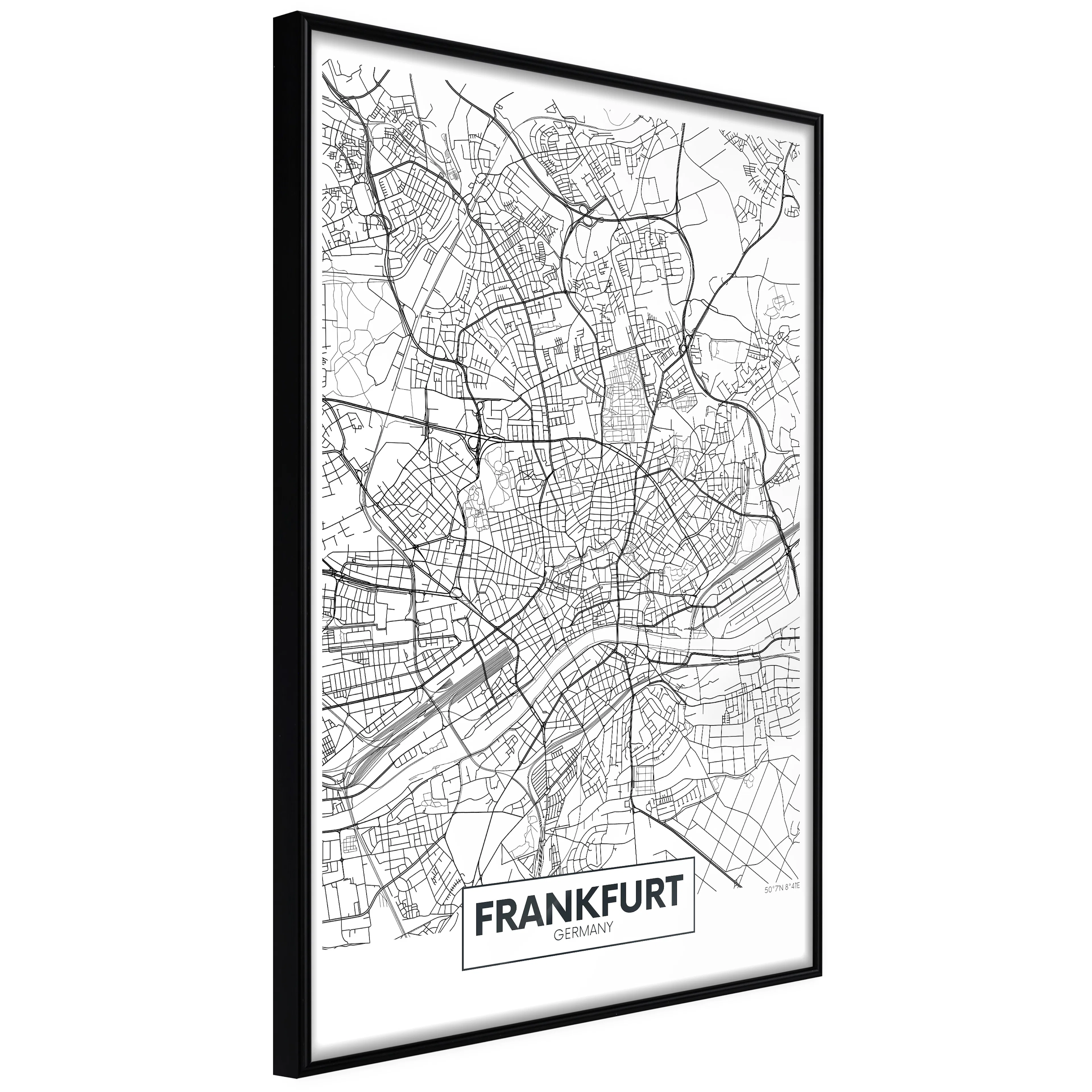 Affisch - Map of Frankfurt [Poster] 40x60 Svart ram, 40x60 cm