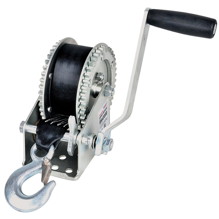 Trailervinsch Rock 908 kg inkl 8 M Band Med Krok