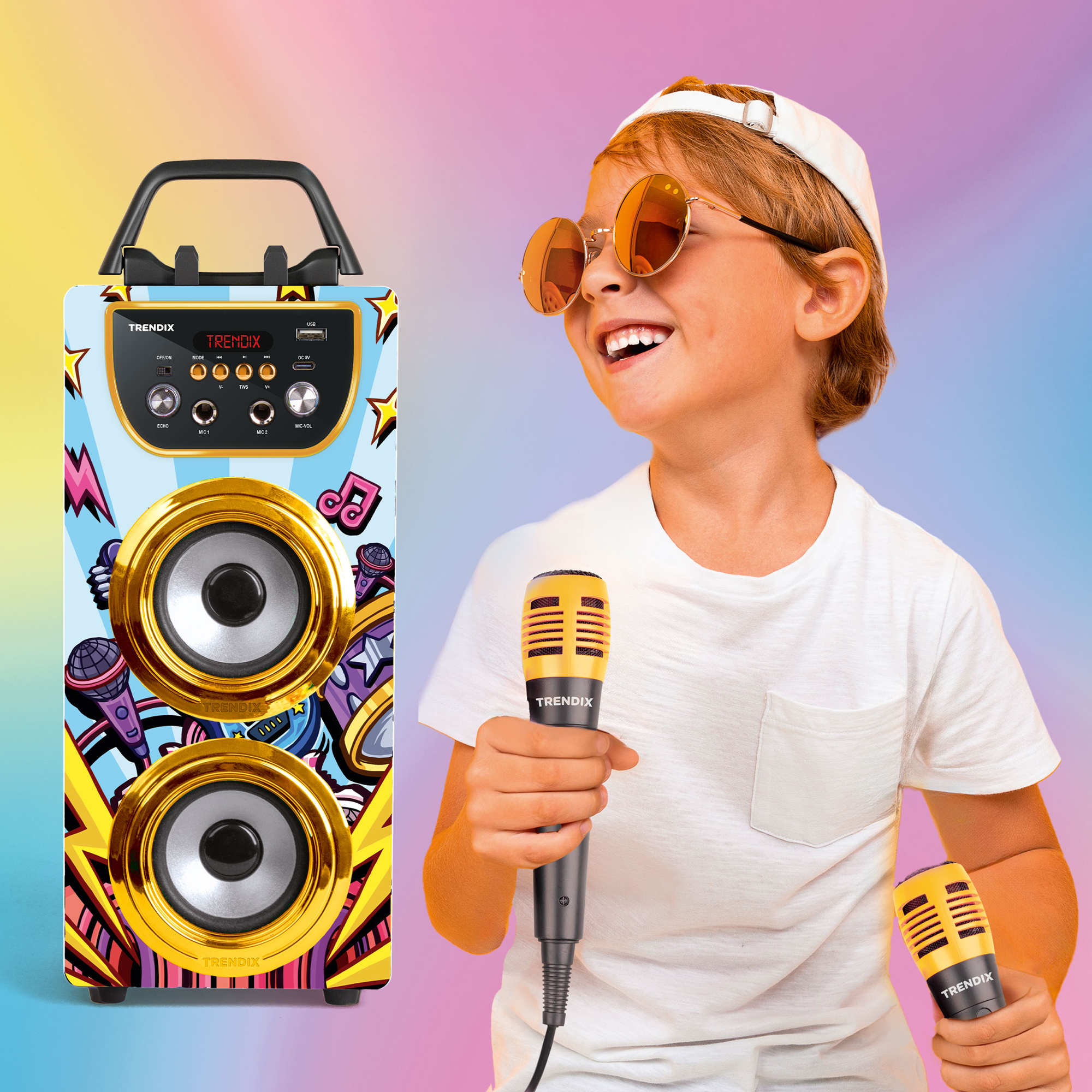 Karaokemaskin Trendix Golden Star Med 2 Mikrofoner
