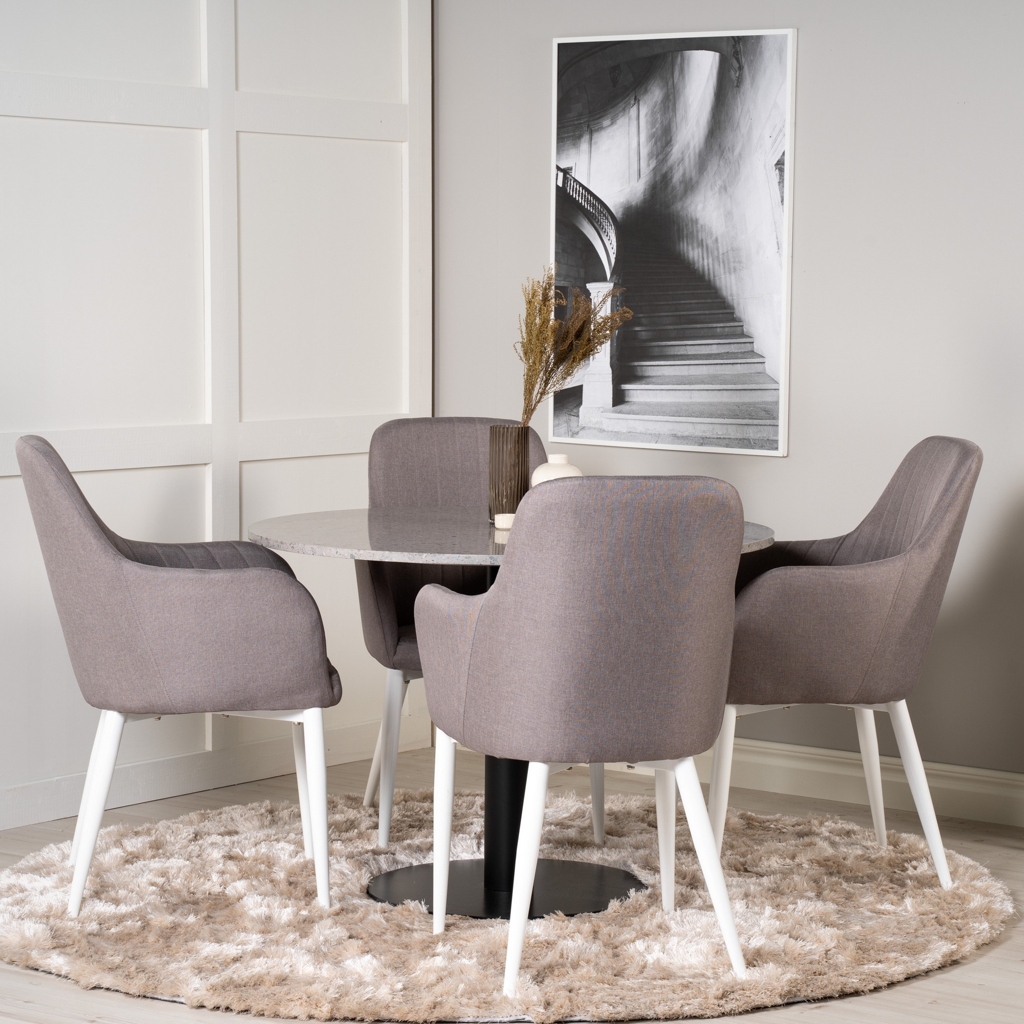 Matgrupp Venture Home Roxanna Grå Bord med 4 Corina Stolar