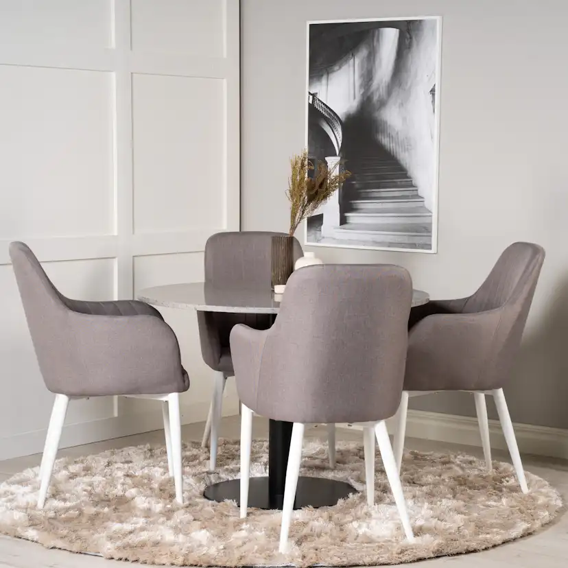 Matgrupp Venture Home Roxanna Grå Bord med 4 Corina Stolar