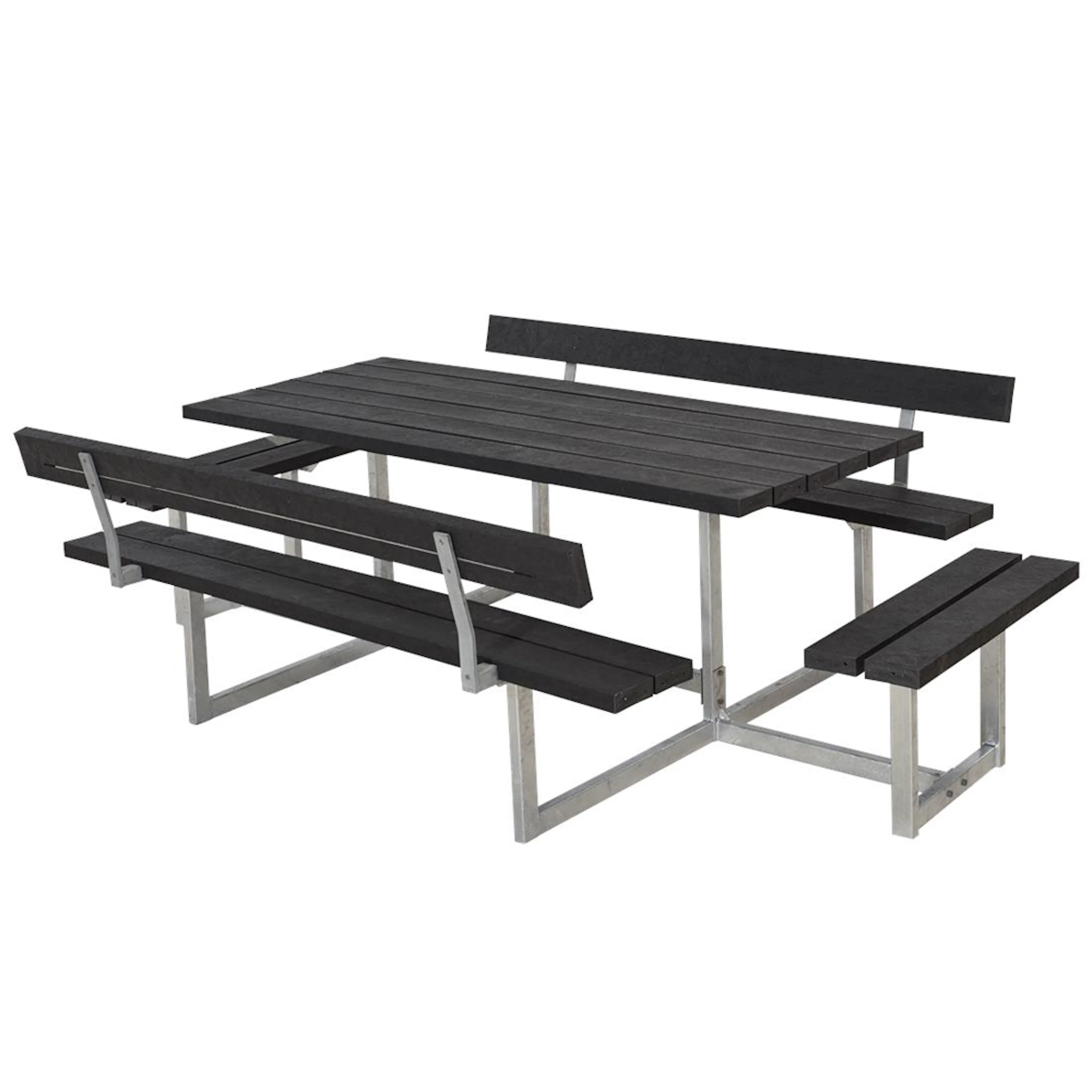 Basic BB-sæt m/2 ryglæn+2 påbygninger BxLxH: 1840x2600x720 mm, Ryggstöd på båda bänkarna, 2 Extra Sittplatser