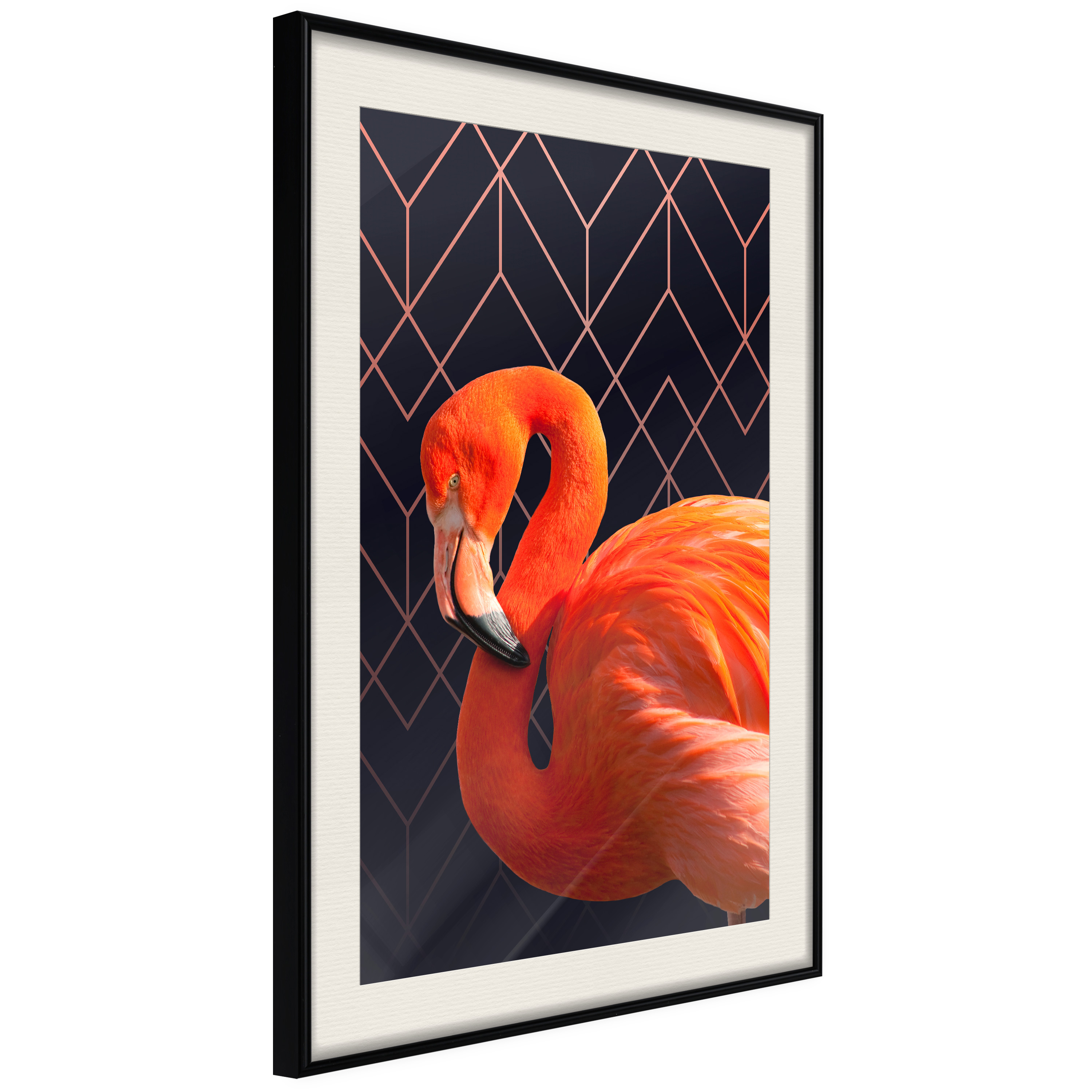 Affisch - Flamingo Solo [Poster] 40x60 Svart ram med passepartout, 40x60 cm