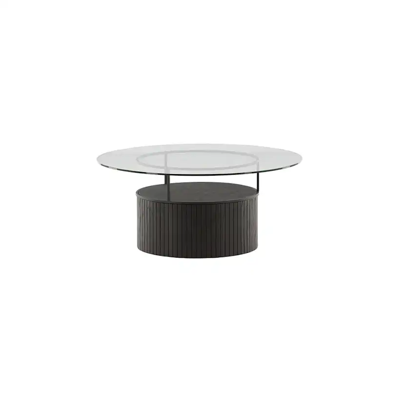 Soffbord Venture Home Bovall Runt Vardagsrumsbord i Svart Ask & Glas