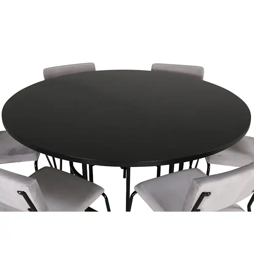 Copenhagen - Dining Table round - Black / Black+Kenth Chair Grå/Svart