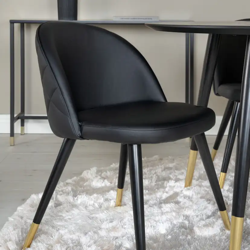 Matgrupp Venture Home Disa Rund med 4 Valentina Stolar Läder