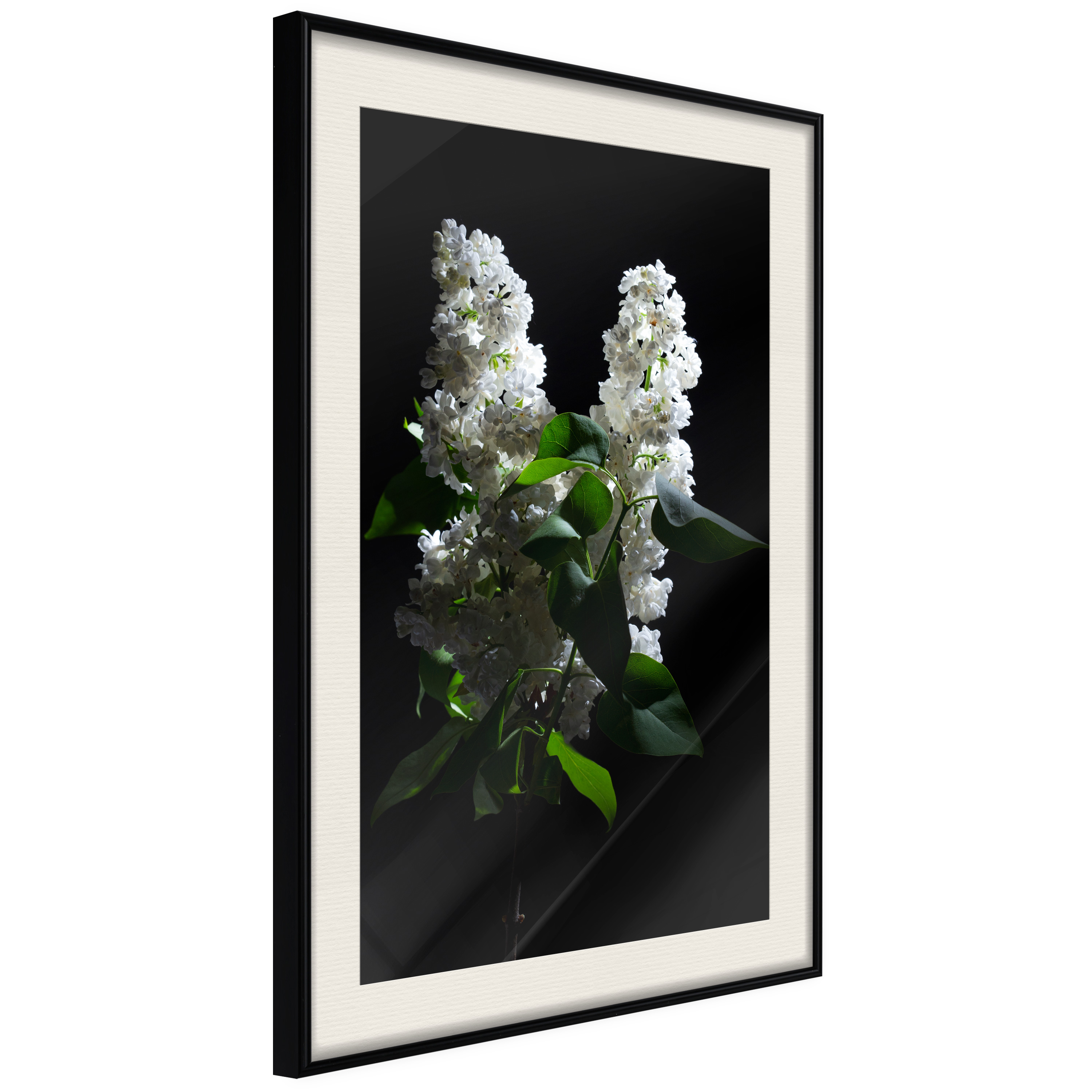 Affisch - Lilacs at Night [Poster] 20x30 Svart ram med passepartout, 20x30 cm