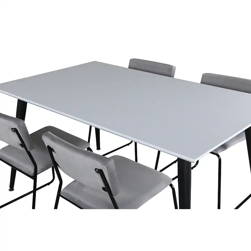 Jimmy Dining Table - Black / White HPL+Kenth Chair - Black Grå/Vit/Svart