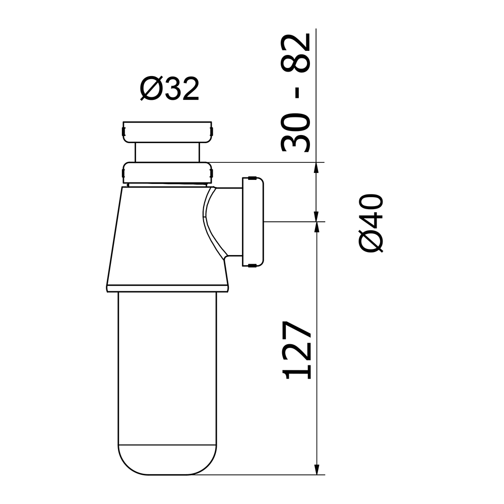 Pungvattenlås G32xØ40 förkromad mässing G32xØ40 mm