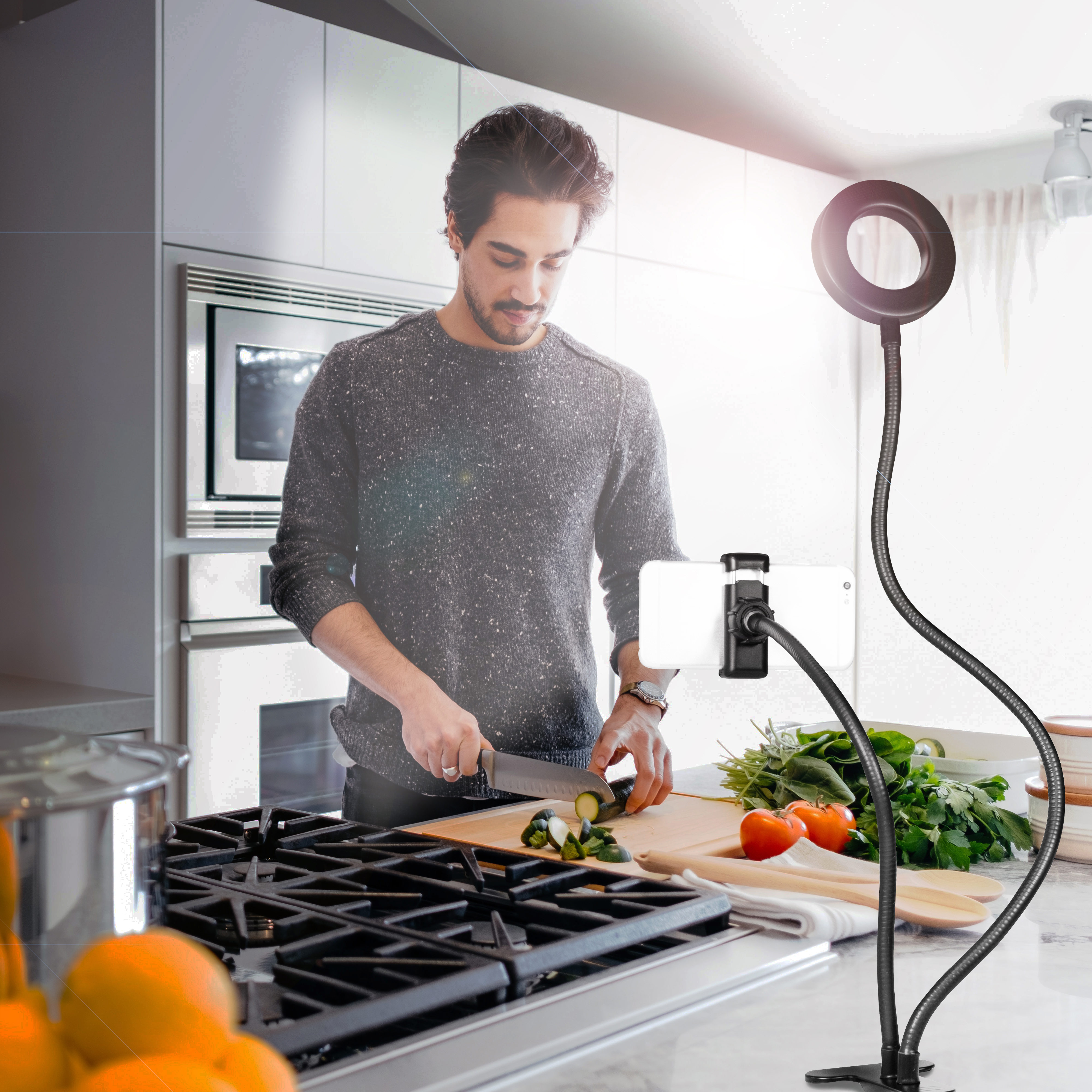 Ljusring LogiLink För Smartphone Ø8,5 cm Med Klämma