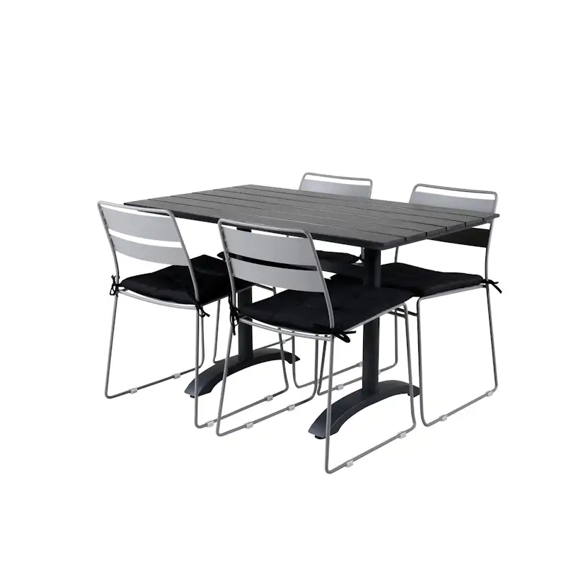 Denver 70*120 Black/Black+Lina Dining Chair - Grey_4 Grå